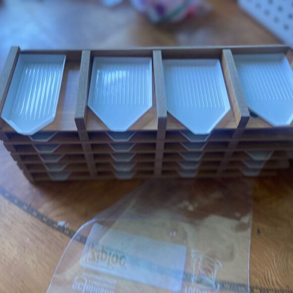 Bamboo and White Storage Organizer - Picture 3 of 5